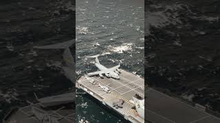 AMAZING US Air Force Boeing C17 takes off on aircraft carrier shorts [upl. by Bonney596]