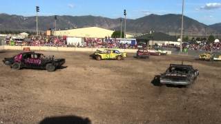 Tooele County Fair Demolition Derby 08032013 Stock Class Heat One [upl. by Houlberg621]