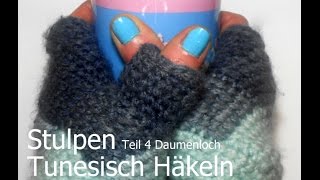 Stulpen häkeln in Entrelac Technik Tunesisch Häkeln Teil 4  Kreativ mit täschwerk [upl. by Nospmoht]