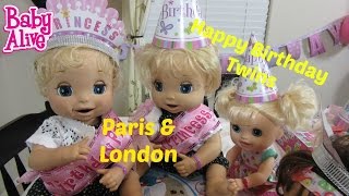 BABY ALIVE 2006 Soft Face Twins London and Pariss Birthday Party By Baby Alive Channel [upl. by Beacham]