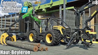 FORESTRY work Cutting TREES and making LOGS│HautBeyleron│FS 22│8 [upl. by Ibob]