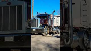 PETERBILT TRUCK PULLS HARD UPHILL TO CROSS RR TRACKS trycks peterbilt bigrigs bigtruck [upl. by Naujed]