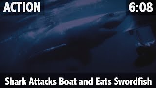 Mako Shark Attacks Boat and Eats 700lb Swordfish [upl. by Brie700]