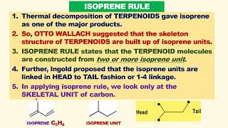 ISOPRENE RULE TERPENOIDS CONsists of 2  MORE ISOPRENE UNITs linked in HEAD to TAIL CLASSIFICATION [upl. by Ailyt]