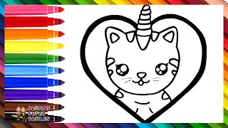 Dessiner et Colorier un Chat Licorne 🐱🦄💝🌈 Dessins Pour les Enfants [upl. by Youngran]