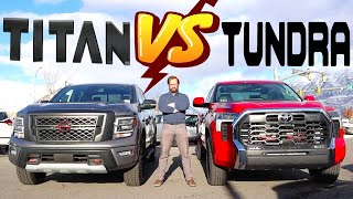 2024 Toyota Tundra VS 2024 Nissan Titan Which Japanese Truck Is Best [upl. by Ymaj]