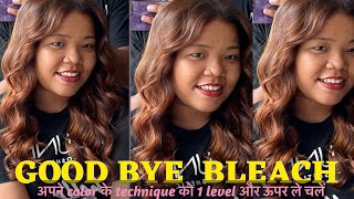 How to  Global highlights hair colour Balayage without bleach trending copper blonde Money piece [upl. by Iddo884]