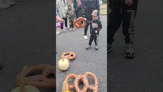 Giant Pretzel Toss october halloween trunkortreat toddlers pumpkin games [upl. by Leamhsi]