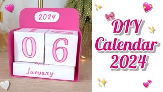 DIY Calendar 2024  How To Make Cute Desk Calendar For New Year  DIY  Paper Table Calendar [upl. by Ocirrej]