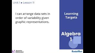 Algebra 1 Unit 1 Lesson 11 Comparing and Contrasting Data Distributions [upl. by Pascal645]