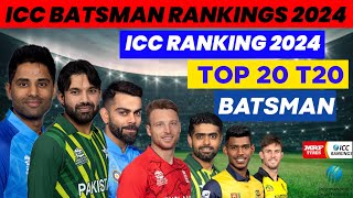 ICC Ranking 2024  Top 20 T20I Batsman 2024  Cricket [upl. by Srevart]