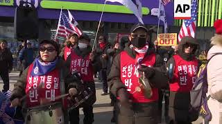 Protesters rally against NKorean presence at Winter Olympics [upl. by Baum908]