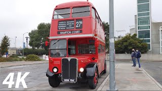 ⁴ᴷ⁶⁰ Unitrans Riding Historic London Double Decker Bus AEC Regent III RT in Davis [upl. by Beal]