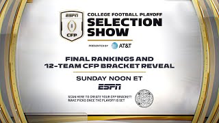 2024 College Football Playoff Selection Sunday Show LIVE STREAM ANNOUNCEMENT PLAYOFF TEAMS REVEAL [upl. by Ailecra700]