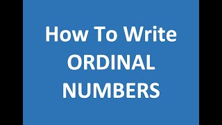 ORDINAL NUMBERS  introduction [upl. by Ahsoek]