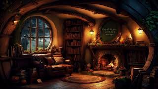 Cozy Hobbit Room  Relaxing Fireplace with Soothing Rainfall Sounds [upl. by Ordep]