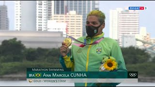 Ana Marcela Cunha Medalha De Ouro Na Maratona Aquática Olimpíadas Tóquio 2020 [upl. by Boak]