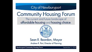 Newburyport Community Housing Forum 09112024 [upl. by Eseeryt]