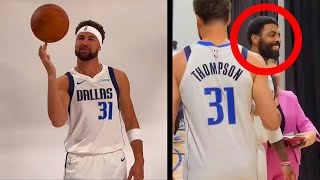 Klay Thompson in MAVS gear  Kyrie Irving HYPED😆 [upl. by Egdirdle]