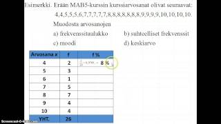 Frekvenssi suhteellinen frekvrenssi moodi ja keskiarvo [upl. by Vicky]