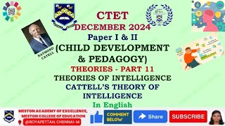 CTET CHILD DEVELOPMENT amp PEDAGOGYCattell’s Theory of Intelligencein English [upl. by Vinna]