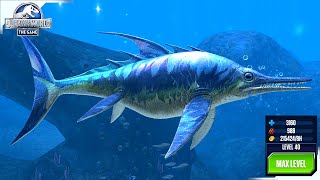 OPHTHALMOSAURUS MAX LEVEL 40 NEW AQUATIC Feeding Battle Special Attack  Jurassic World [upl. by Knowle]