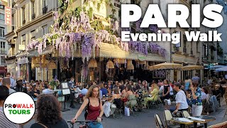 Paris Evening Walk and Bike Ride  4K  With Captions [upl. by Broucek378]