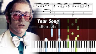 Elton John  Your Song  Piano Accompaniment Tutorial [upl. by Gussi]