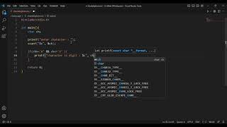 Write a program to check if given character is digit or not in c language in vs code  mrpkcoder [upl. by Poree343]