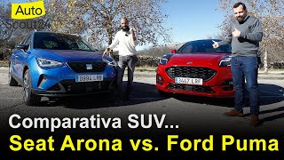 Seat Arona 2021 vs Ford Puma comparativa SUV  Prueba  Review en español  AutoScout24 [upl. by Villiers]