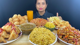 Spicy Pani Puri  Maggi  Chowmin  Samosa  Dahi Puri  Pasta  Asmr Eating  Mukbang [upl. by Annaeg]