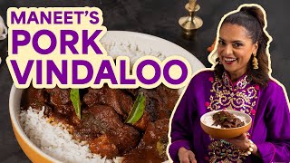 How to Make Maneet Chauhans Pork Vindaloo  Maneets Eats  Food Network [upl. by Aihcropal456]