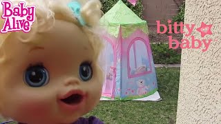 MY BABY ALIVE Lalas Broken Leg and new Bitty Baby Tent Help us put her back together again [upl. by Okiram]