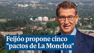 Feijóo propone cinco quotpactos de La Moncloaquot y avisa a Vox quotNo seré rehén de nadiequot [upl. by Boser393]