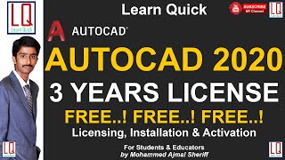 AutoCAD 2020  Free License  How to install and activate  Tutorial  Learn Quick  By Sheriff [upl. by Hedvah]