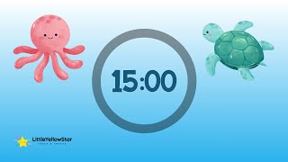 15 Minutes Countdown Timer For Kids With Calming Music  Ocean Calm Classroom Countdown Timer [upl. by Eelahs]