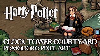 ⛲CLOCK TOWER COURTYARD AMBIENCE  Harry Potter Pomodoro Technique Study with me ASMR Hogwarts Timer [upl. by Egroj931]