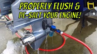 How to flush and DeSalt Your Boat Motor BETTER Outboards or Inboards [upl. by Estrin]