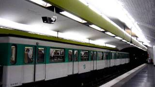 Paris metro M3 station Quatre Septembre to Gallieni and Pont de Levallois Becon [upl. by Graybill59]