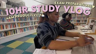 4AM study with me vlog🖇️ 10 hour study vlog intense revision productive alevel revision day ♡ [upl. by Swane]