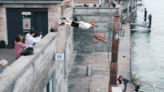 Parkour Diving in Basel River Rhine 🇨🇭 [upl. by Malloch]