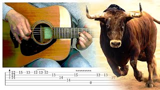 El Matador Spanish Bullfight Melody Guitar Lesson w Tabs [upl. by Arbmik]