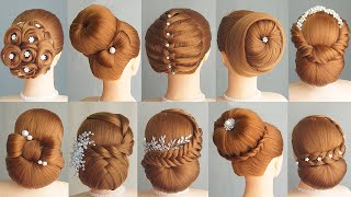 10 Simple And Easy Hairstyle With 1 Donut  Hair Bun Styles For Wedding amp Party [upl. by Annabela893]