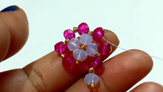 Earrings ideaHandmade jewellery easyBeautiful crystal beads earringsপুতির দুল [upl. by Ahseiuqal]