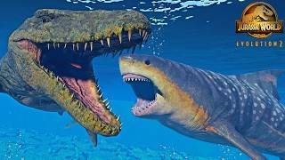 Megalodon vs Mosasaurus quotHUNT amp FIGHTquot vs ALL Marine Reptiles [upl. by Halsted]