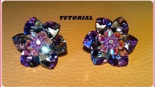 TUTORIAL DIY  Come fare un fiore con cuori swarovski e creare un paio di orecchini dummies [upl. by Ninehc]