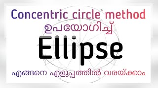 How to draw Ellipse using concentric circle method മലയാളത്തിൽ കേട്ടാലോ [upl. by Tarazi694]