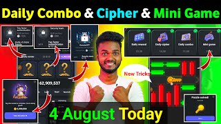 4 August Daily Combo amp Daily Cipher amp Mini Game  Hamster Kombat Daily Combo amp Mini Game 4 August [upl. by Dloraj]