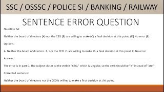 Alternative English  Sentence error question For competitive exam Part 6 SSCOSSCtrendinggrammar [upl. by Chemush201]