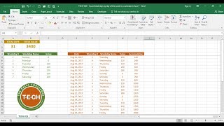 TECH015  Count total days by day of the week in a calendar in Excel [upl. by Oninrutas]